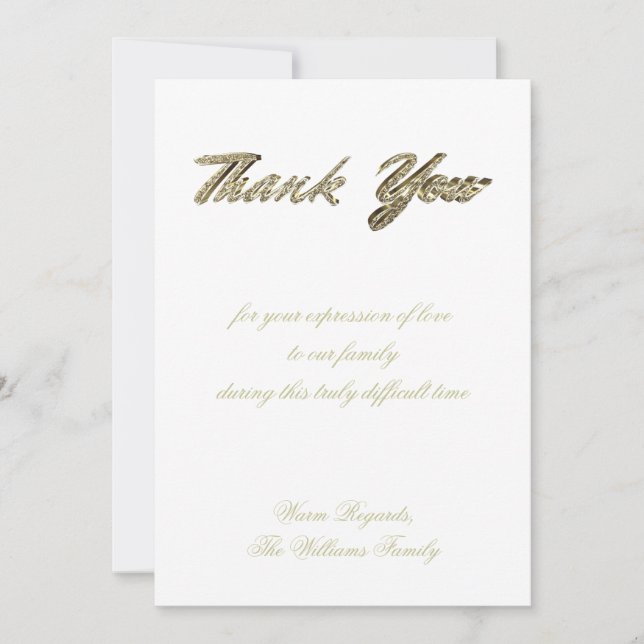Funeral Thank You Elegant Silver Gold Religious Card (Front)