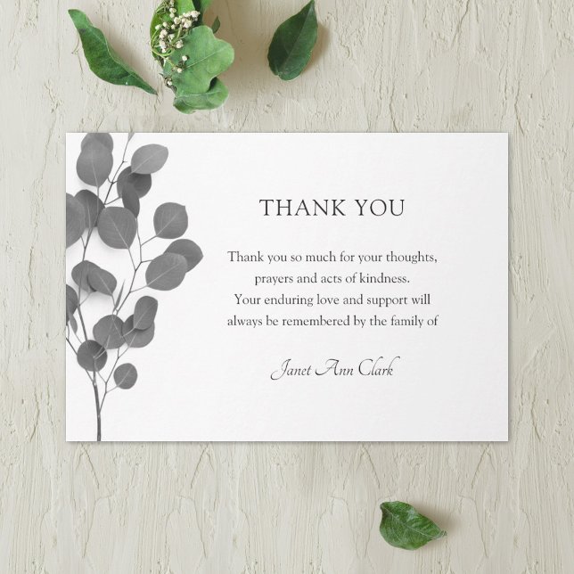 Funeral Thank You Eucalyptus Note Card (Creator Uploaded)