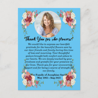 Funeral Thank You For Flowers After Death Postcard