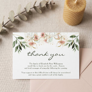 Funeral Thank You Note Bereavement Eucalyptus Card
