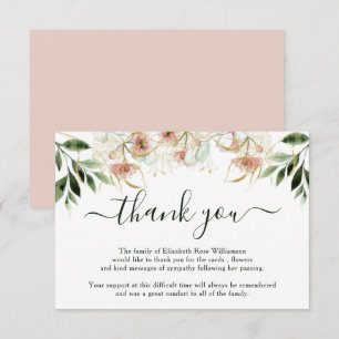 Funeral Thank You Note Bereavement Eucalyptus Card