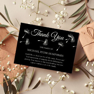 Funeral Thank You Note Black Elegant Wish Memorial