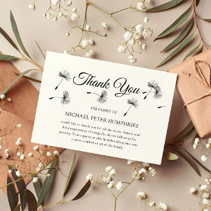 Funeral Thank You Note Elegant Wish Memorial Card