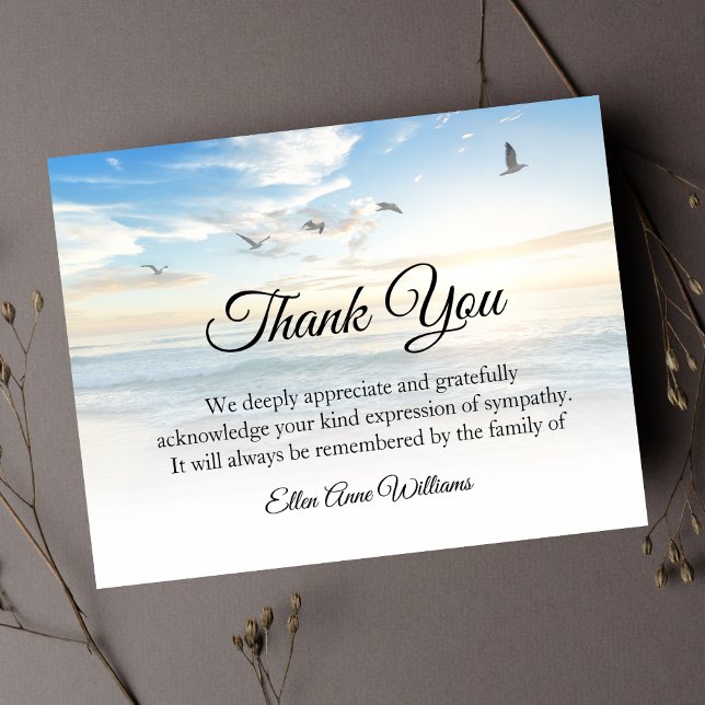 Funeral Thank You Note Grief Nature | Bereavement Card (Beach Sympathy Thank You Card)