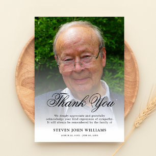 Funeral Thank You Note Grief Photo   Bereavement Card