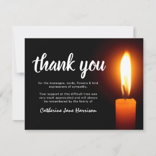 Funeral Thank You Note   Memorial Candle Card