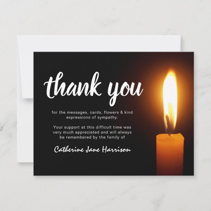 Funeral Thank You Note Memorial Candle Card