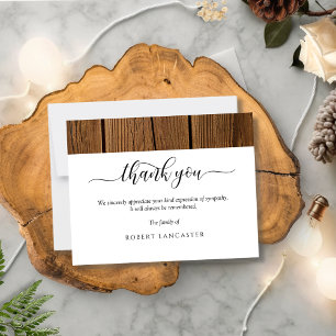 Funeral Thank You Note, Rustic Wood