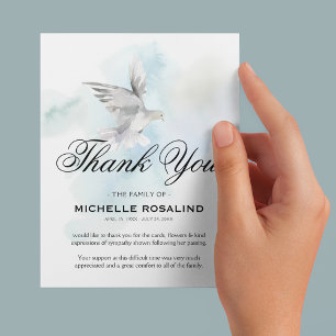 Funeral Thank You Note Sympathy Dove Card
