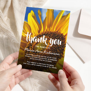 Funeral Thank You Note Vibrant Sunflower Card