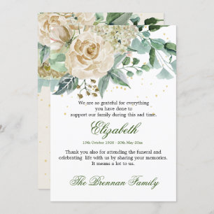 Funeral Thank You Photo Elegant Rose Foliage Invitation