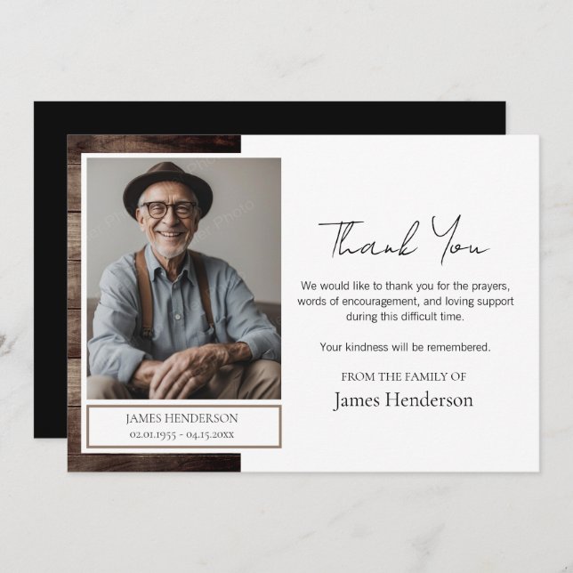Funeral Thank You Photo Invitation (Front/Back)