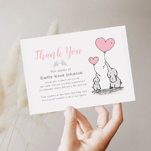 Funeral Thank You Pink Child's Bereavement Card