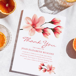 Funeral Thank You Pink Magnolia Memorial Card