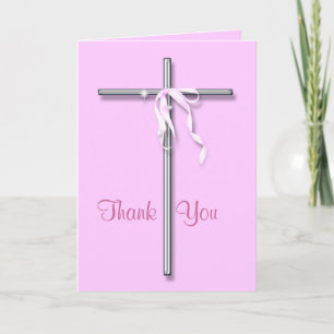 Funeral "Thank you" pink silver gold religious Thank You Card
