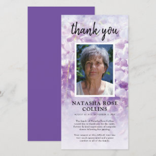 Funeral Thank You | Purple Floral Photo Card