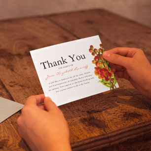 Funeral Thank You Red Poppy Memorial Card