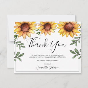 Funeral Thank You Rustic Sunflowers