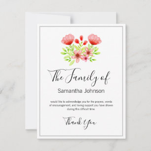 Funeral Thank You Simple Flowers One Photo Card