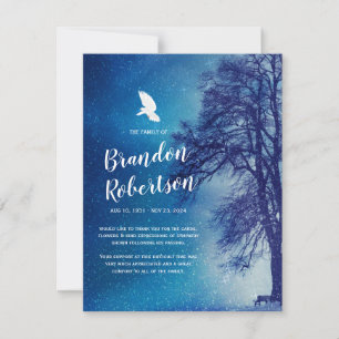 Funeral Thank You Tree Dove Memorial Card