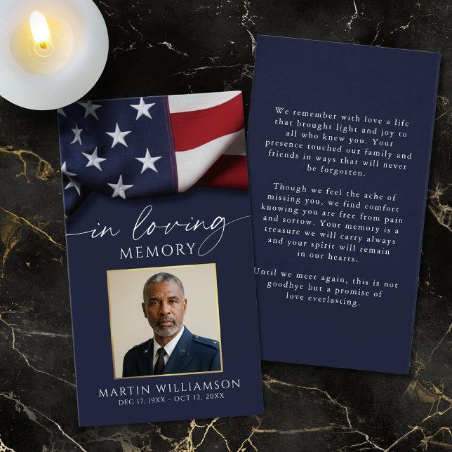 Funeral US Flag Military Photo Prayer Card (Creator Uploaded)