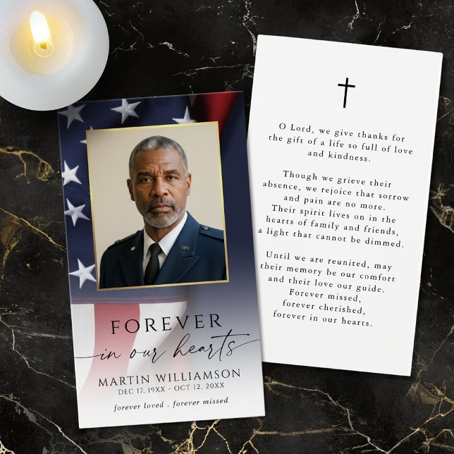 Funeral US Flag Military Photo Prayer Card (Creator Uploaded)