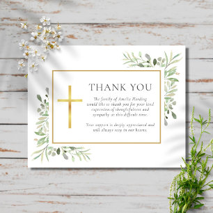 Funeral Watercolor Greenery Christian Thank You Card