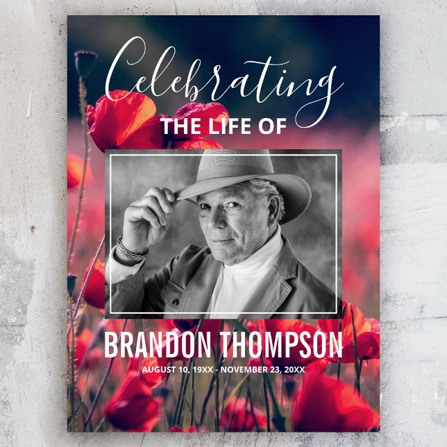 Funeral Welcome Sign Poppy Photo Memorial Poster (Creator Uploaded)