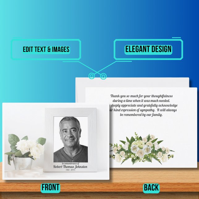 Funeral White Flower and Photo Sympathy Thank You Card (Please enjoy our design and see the others in the collection.)