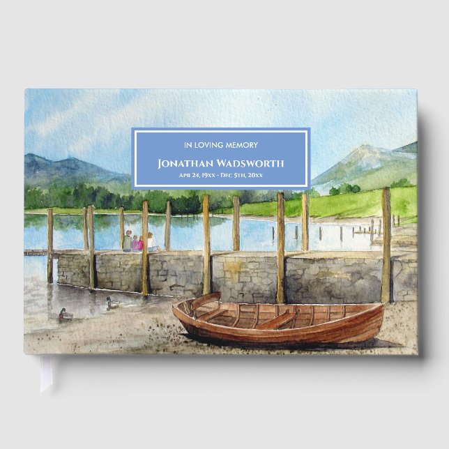 Funeral Wooden Boat on Derwentwater Lake District Guest Book (Front)