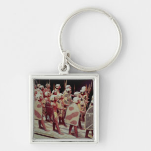 Funerary model of marching armed soldiers key ring