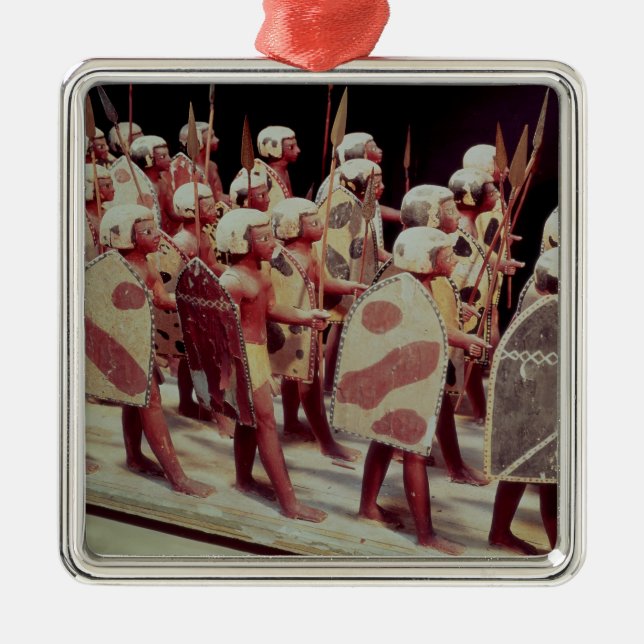 Funerary model of marching armed soldiers metal ornament (Front)