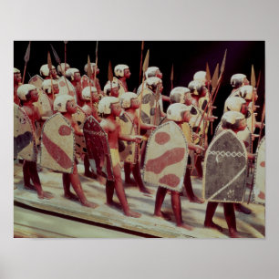 Funerary model of marching armed soldiers poster