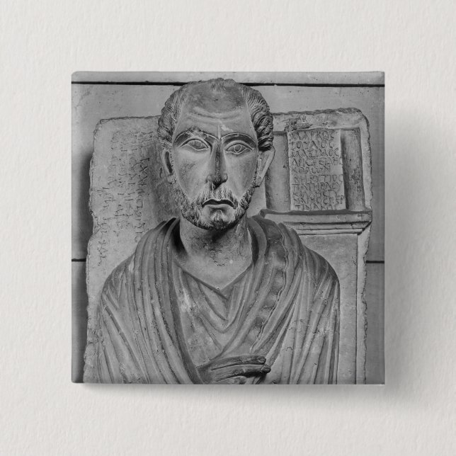 Funerary relief of Marcus J. Aristides 15 Cm Square Badge (Front)