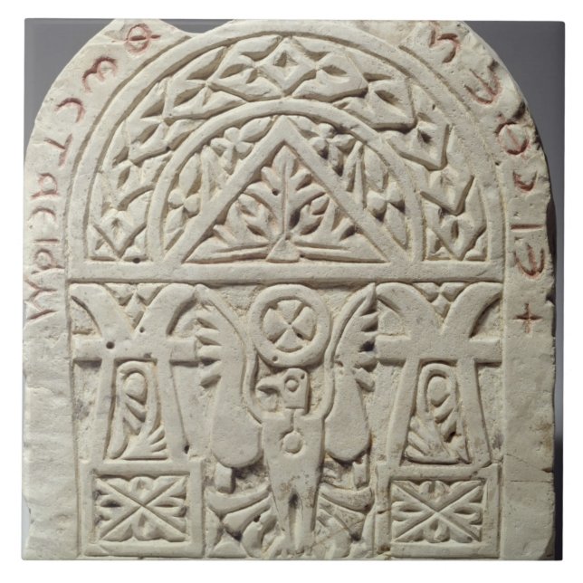 Funerary stela with a dove or eagle, 8th-9th centu tile (Front)
