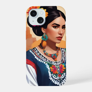 Funfa for iPhone 15 Mexican Woman Motive Case