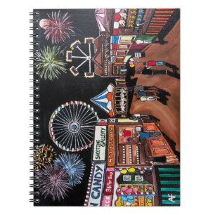 Funfair at Night Painting by Alfred Fox Notebook