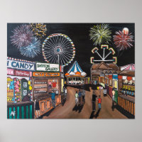 Funfair at Night Painting by Alfred Fox