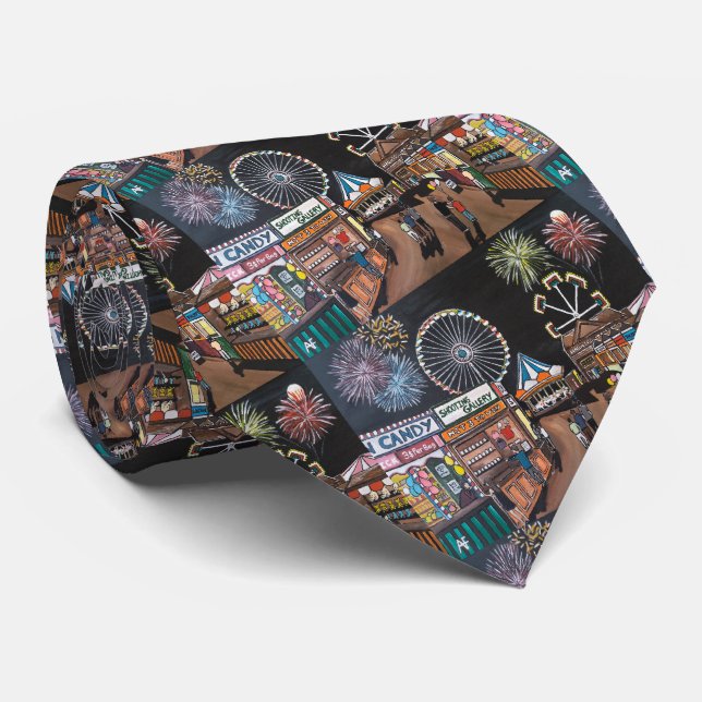 Funfair at Night Painting by Alfred Fox Tie (Rolled)