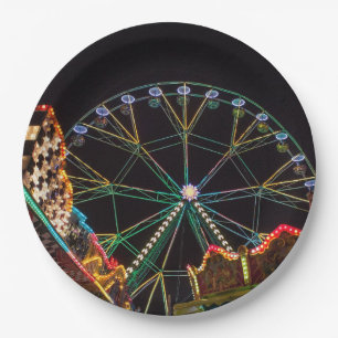 Funfair Ferris Wheel at Night Paper Plate