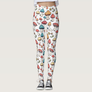 Fungi Fancy: A Whimsical Mushroom Doodle Leggings