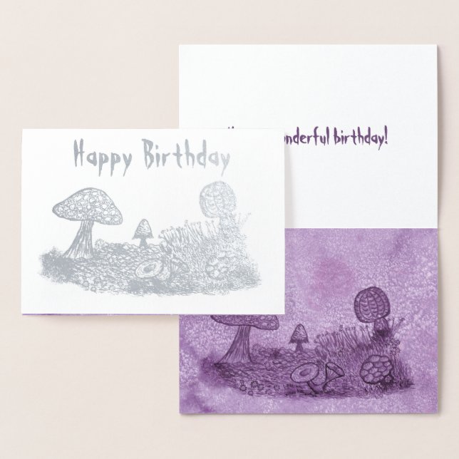Fungi Meadow Foil Birthday Card (Display)