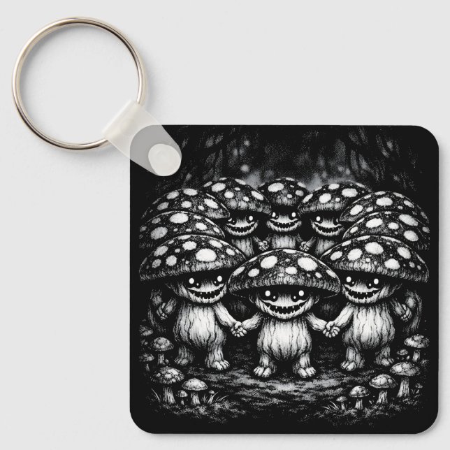 Fungus Folk •  Forest Creatures by BurnsInHell Key Ring (Front)