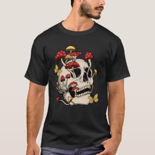 Fungus Magic Psilocybin Mushrooms Skull Face Hippi T-Shirt