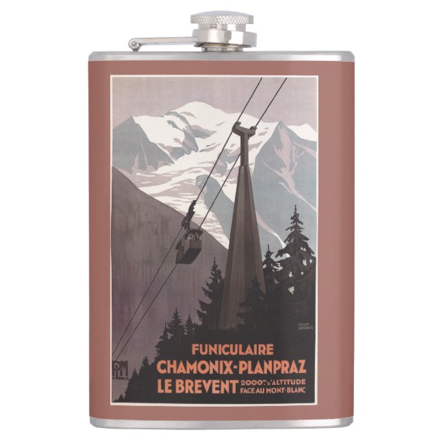Funiculaire Le Brevent Cable Car Poster Hip Flask (Front)
