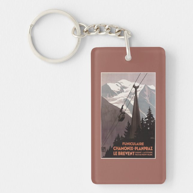 Funiculaire Le Brevent Cable Car Poster Key Ring (Front)