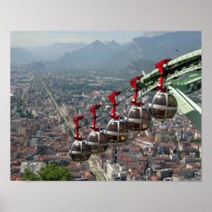 Funicular Over Grenoble, France. Poster