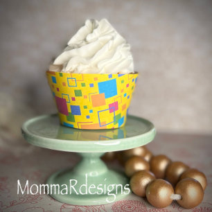 Funk retro Cupcake wrappers, yellow cupcake wrap