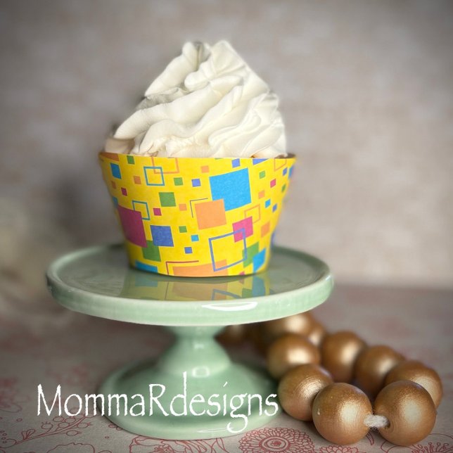 Funk retro Cupcake wrappers, yellow cupcake wrap (Creator Uploaded)