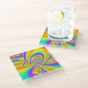 Funkidelic Dichroic Fused Glass Fractal Glass Coaster